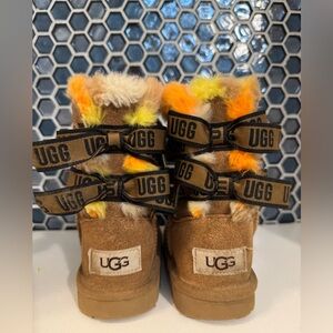 Little Kids Ugg Bailey Bow Punk Sheepskin Wool Lined Boots, Chestnut  Kids Sz 10
